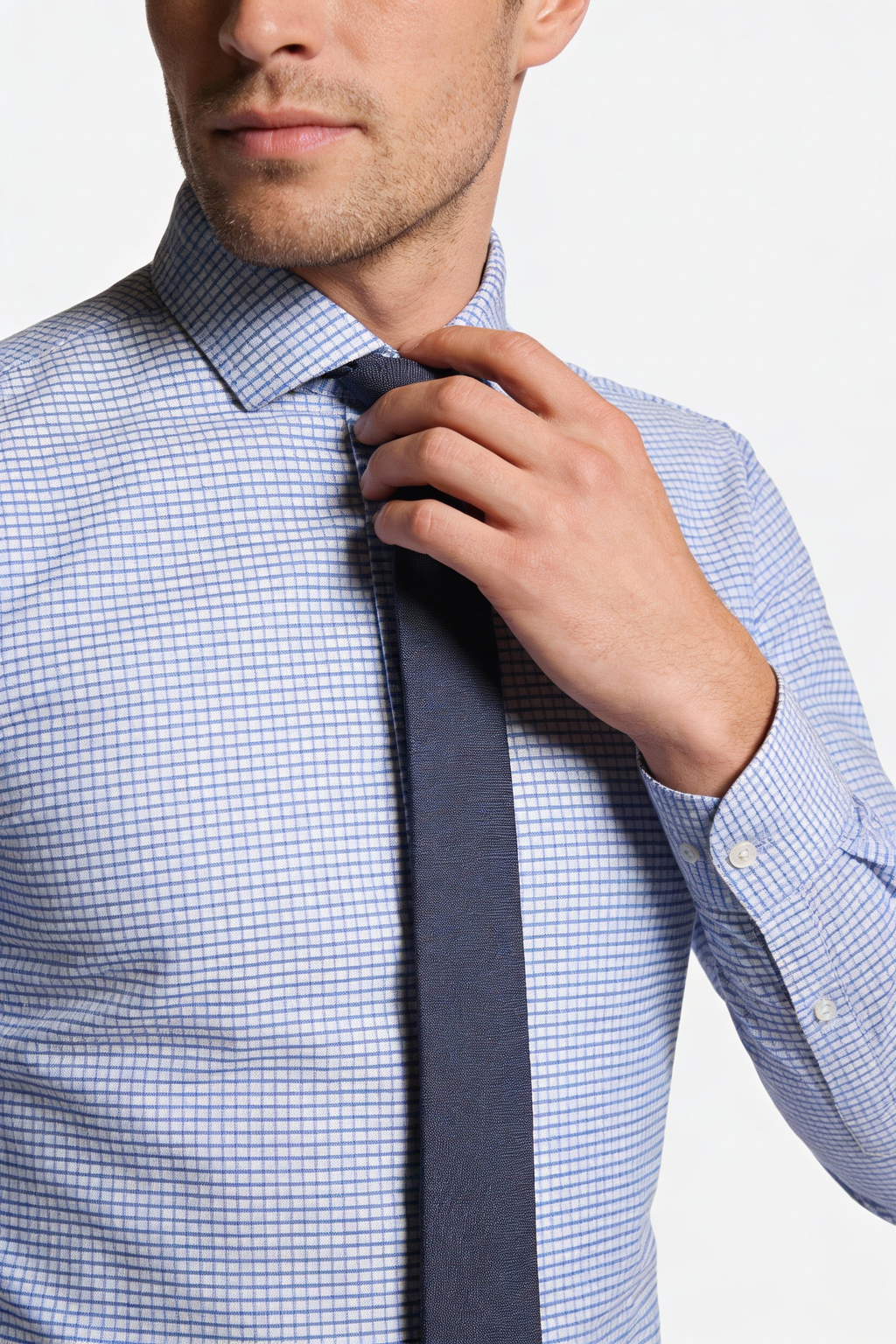 200s Cotton Long Sleeve Non-Iron Check Shirt