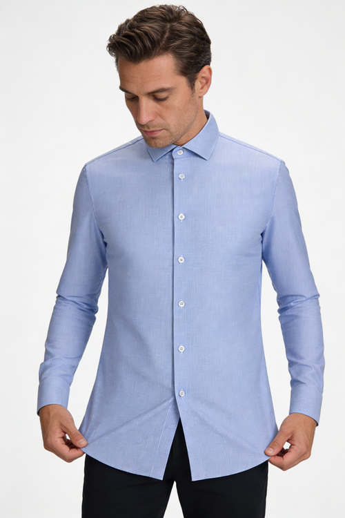 200s Cotton Non-Iron Jacquard Long-Sleeve Casual Shirt