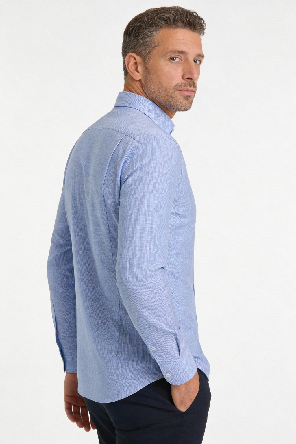 200s Cotton Non-Iron Jacquard Long-Sleeve Casual Shirt