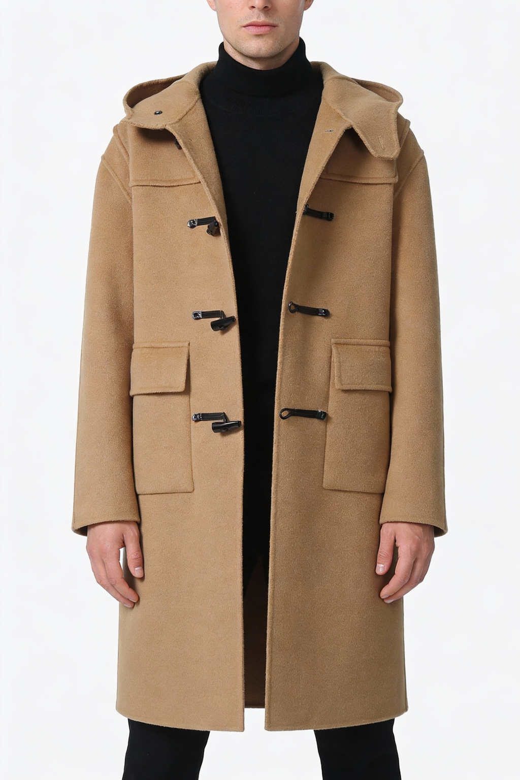 Hooded Pure Wool Double-Faced Duffle Coat