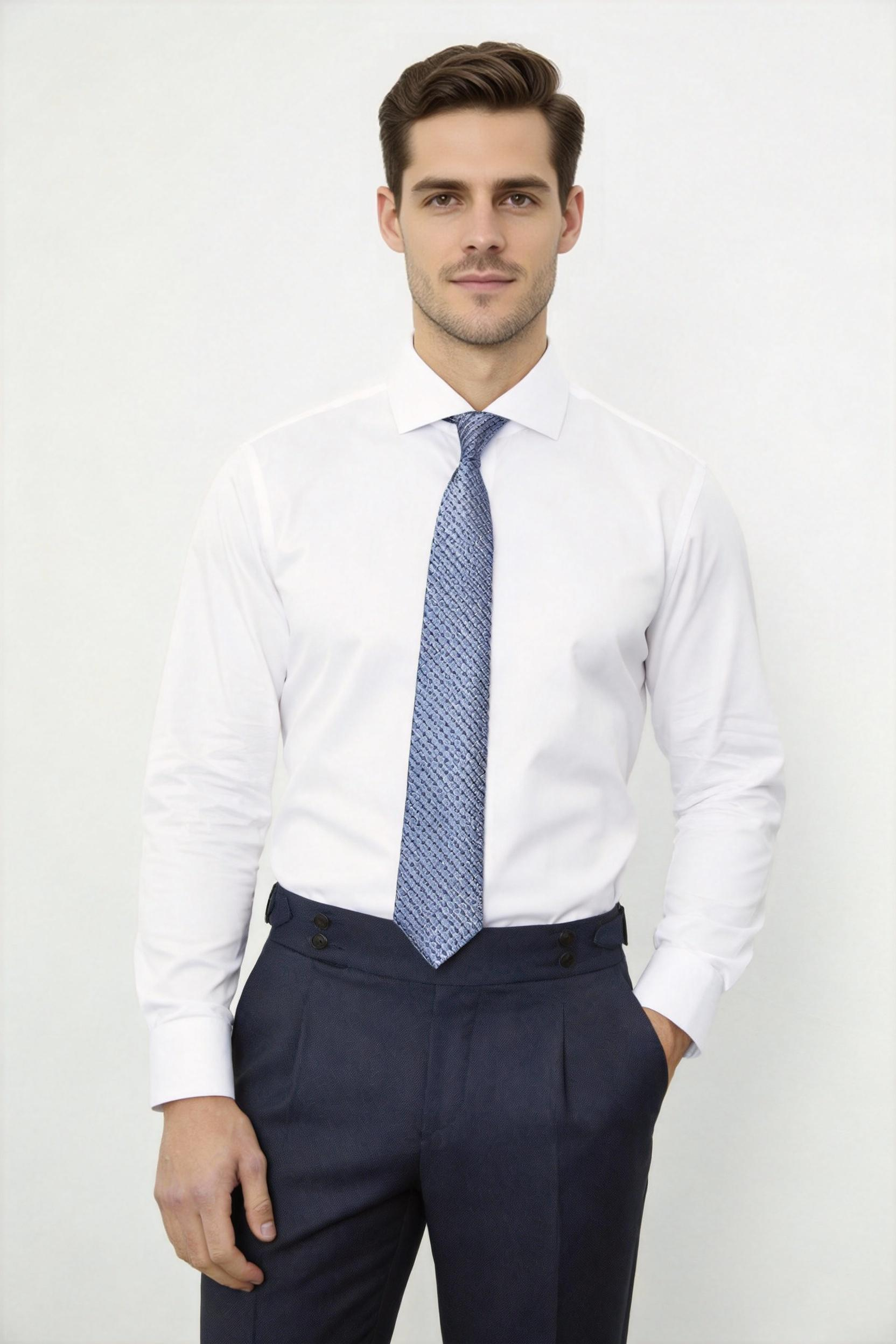 White Cotton Windsor Collar Shirt
