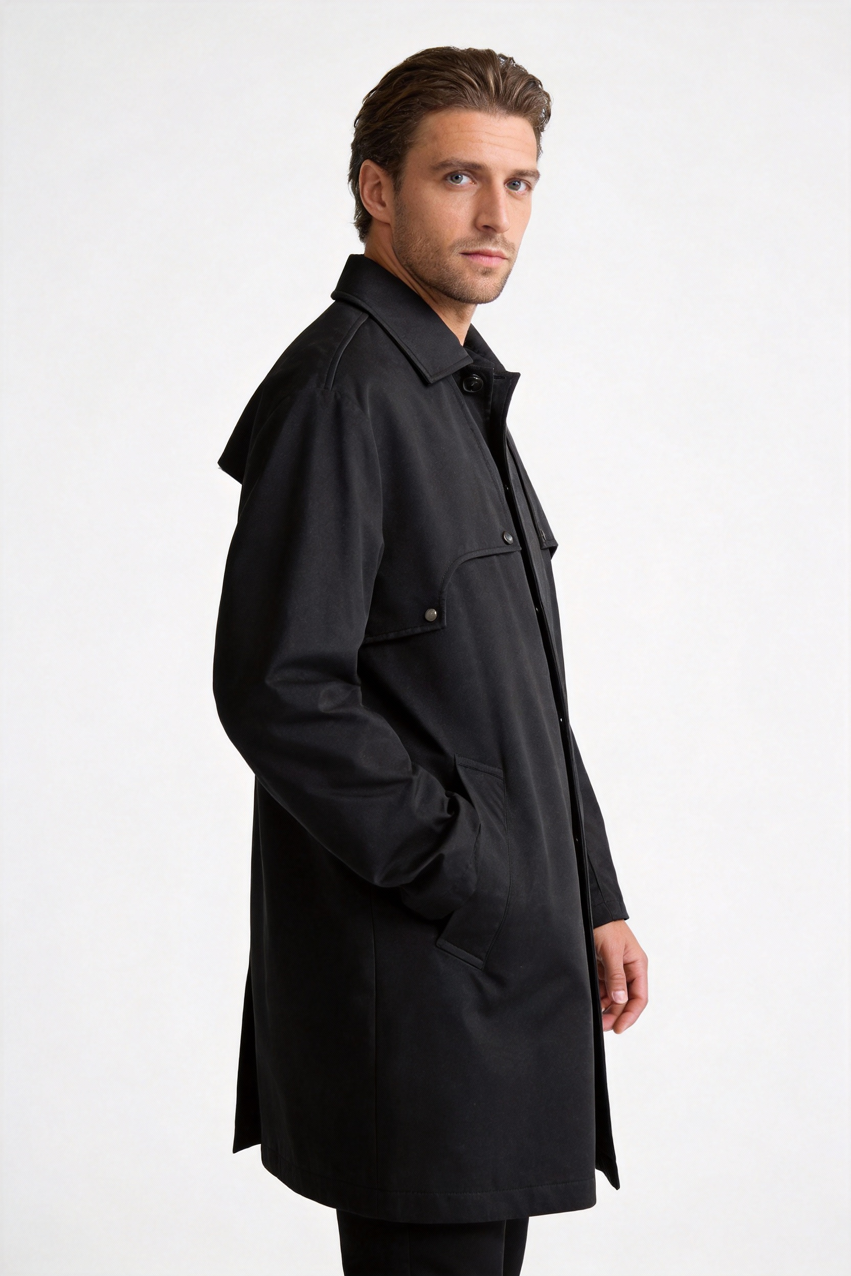 Mid-Length Casual Trench Coat with Lapel Collar