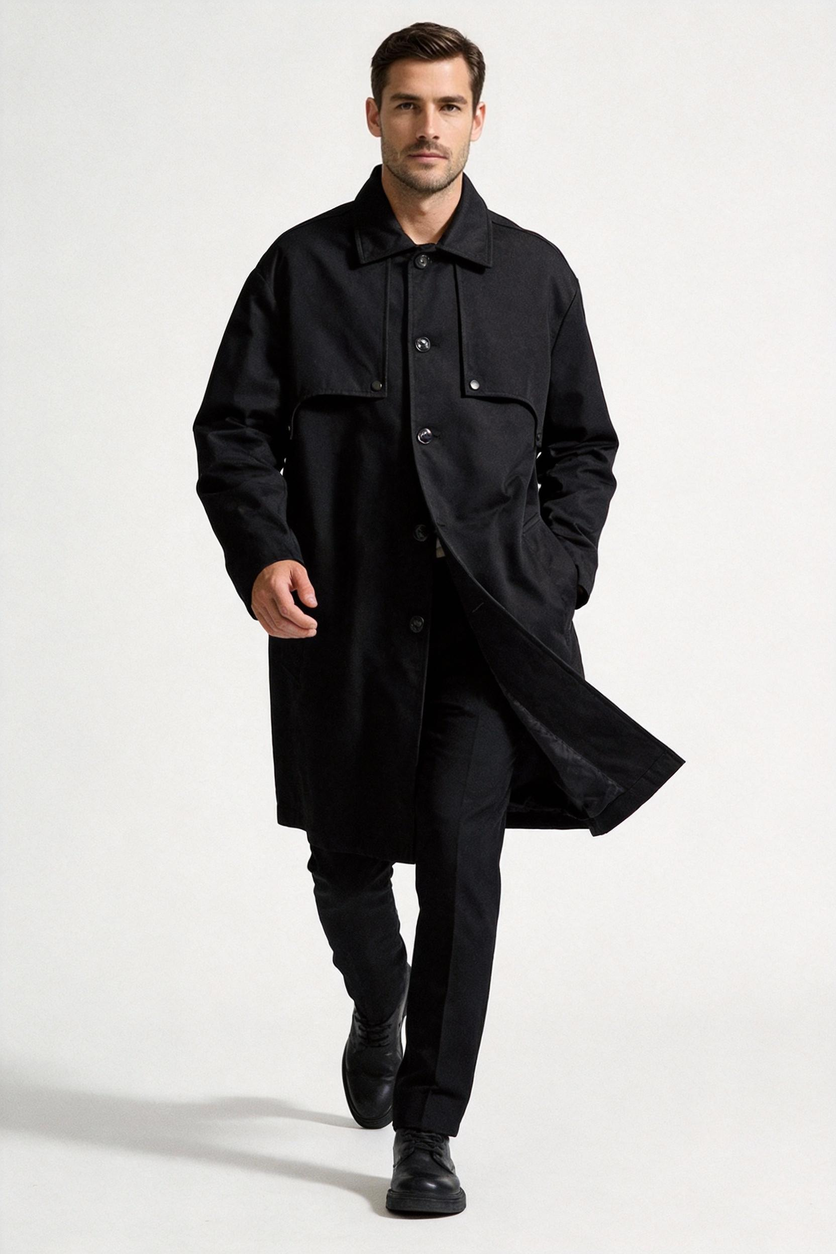 Mid-Length Casual Trench Coat with Lapel Collar