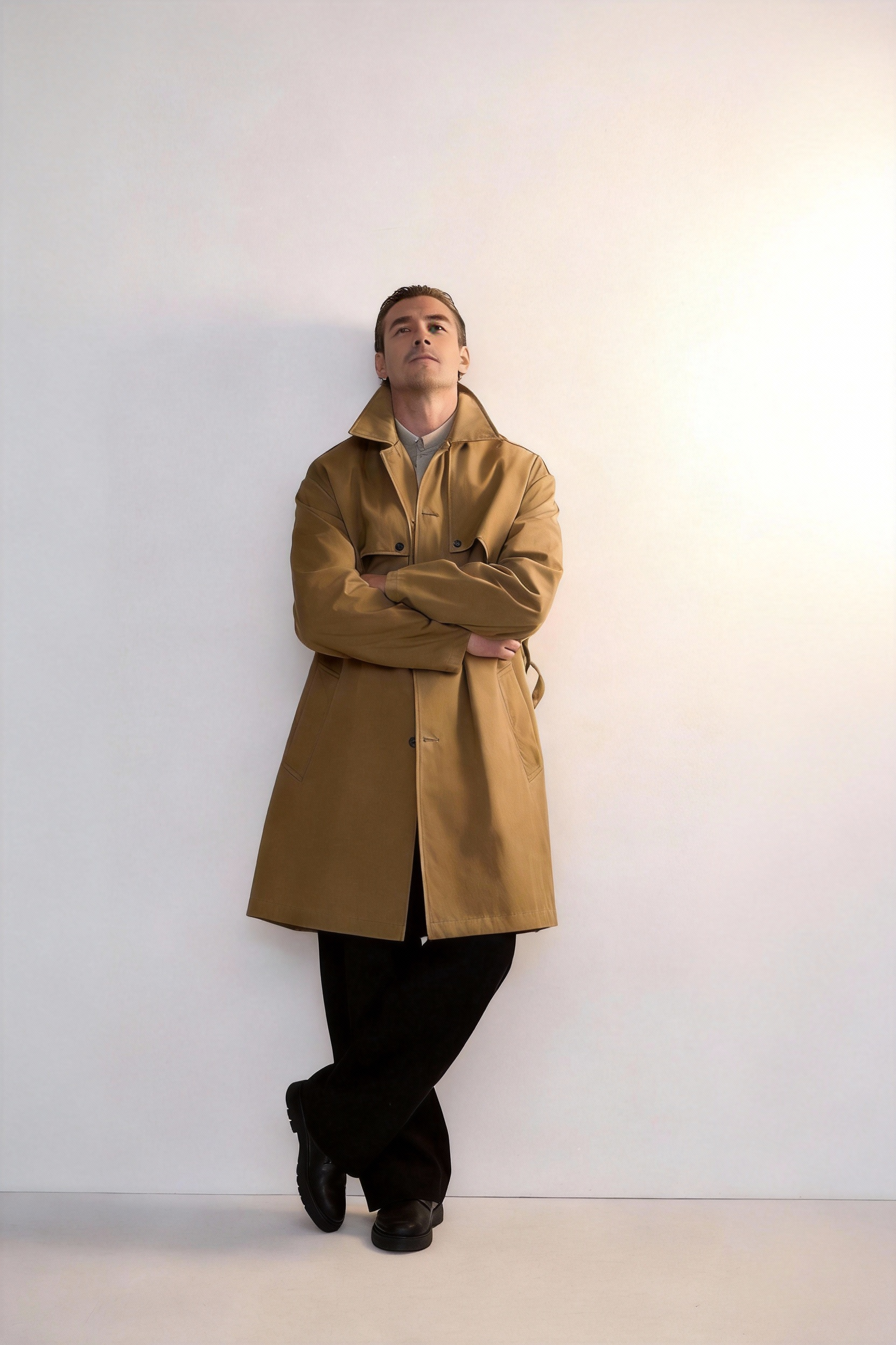 Mid-Length Casual Trench Coat with Lapel Collar